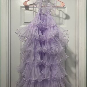 Lavender Ruffled Halter Dress